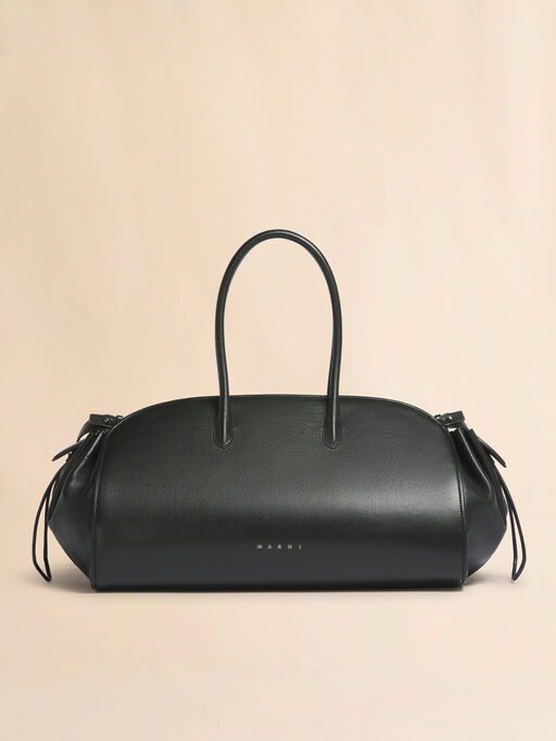 Black leather Tulipea medium top-handle - Handbags