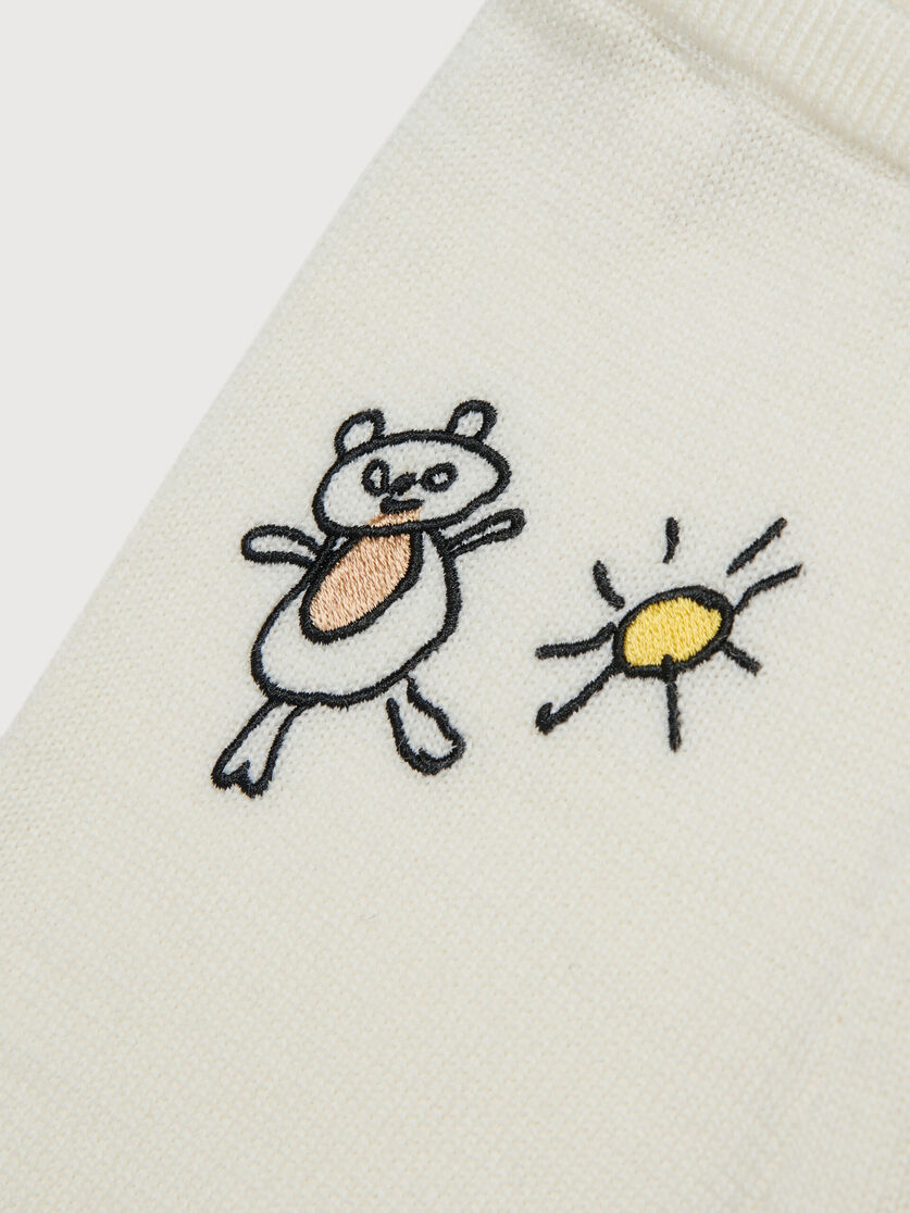 Beige wool blend knit set with embroidery, Image 4
