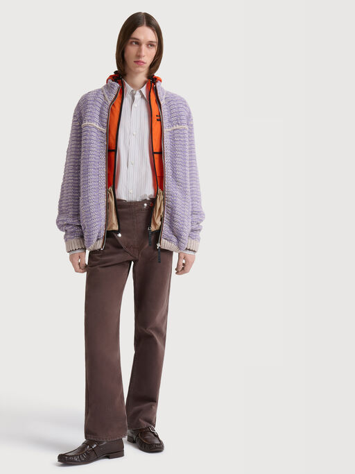 Purple drill trousers with asymmetric flap - Pants