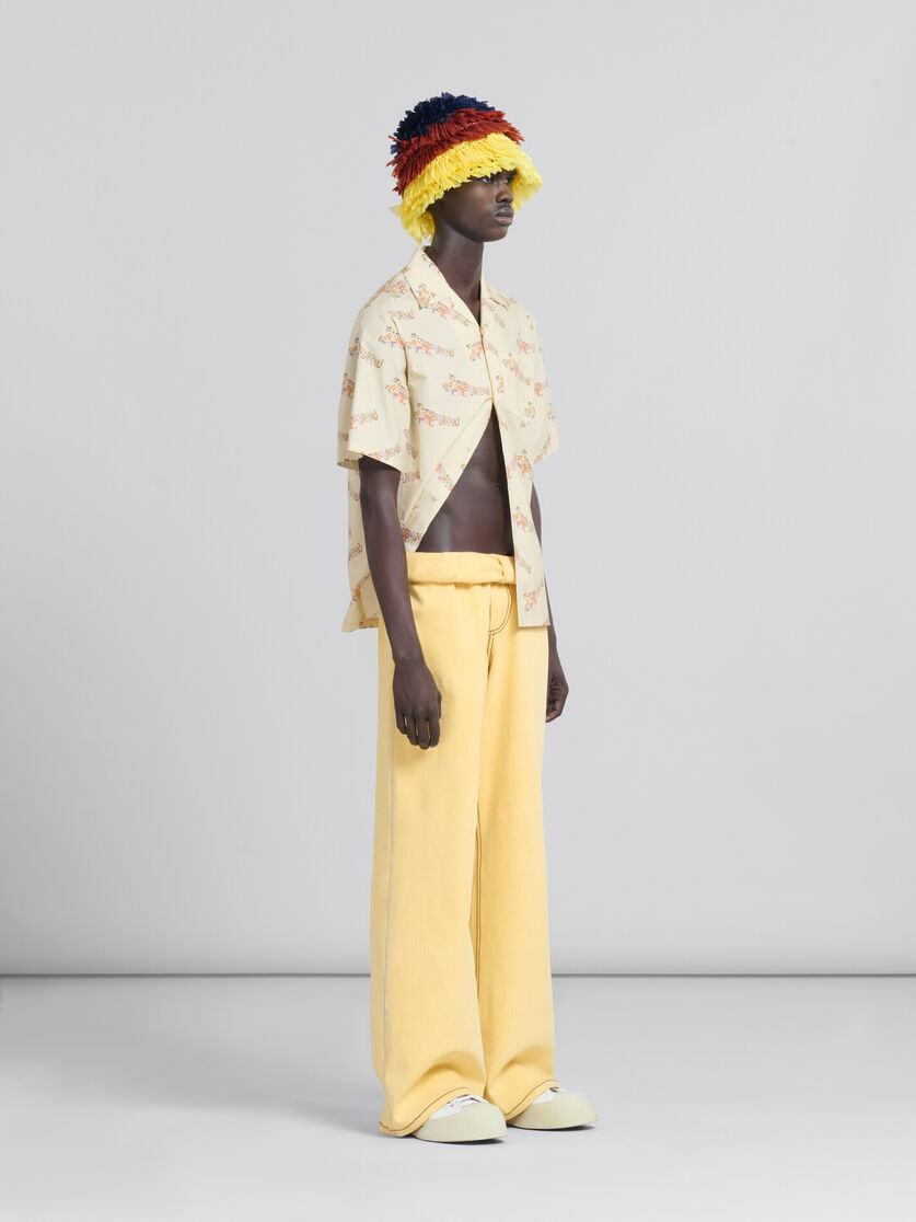 Beige printed organic poplin bowling shirt | Marni 