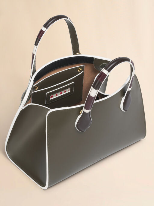 Green leather Overlap small handbag - Handbags