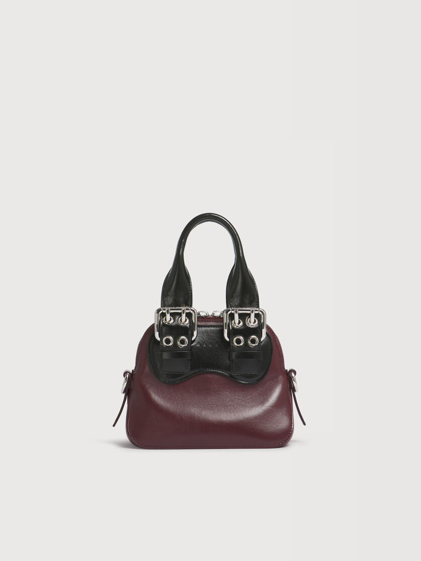 Burgundy and black leather mini Belte Bag, Image 1
