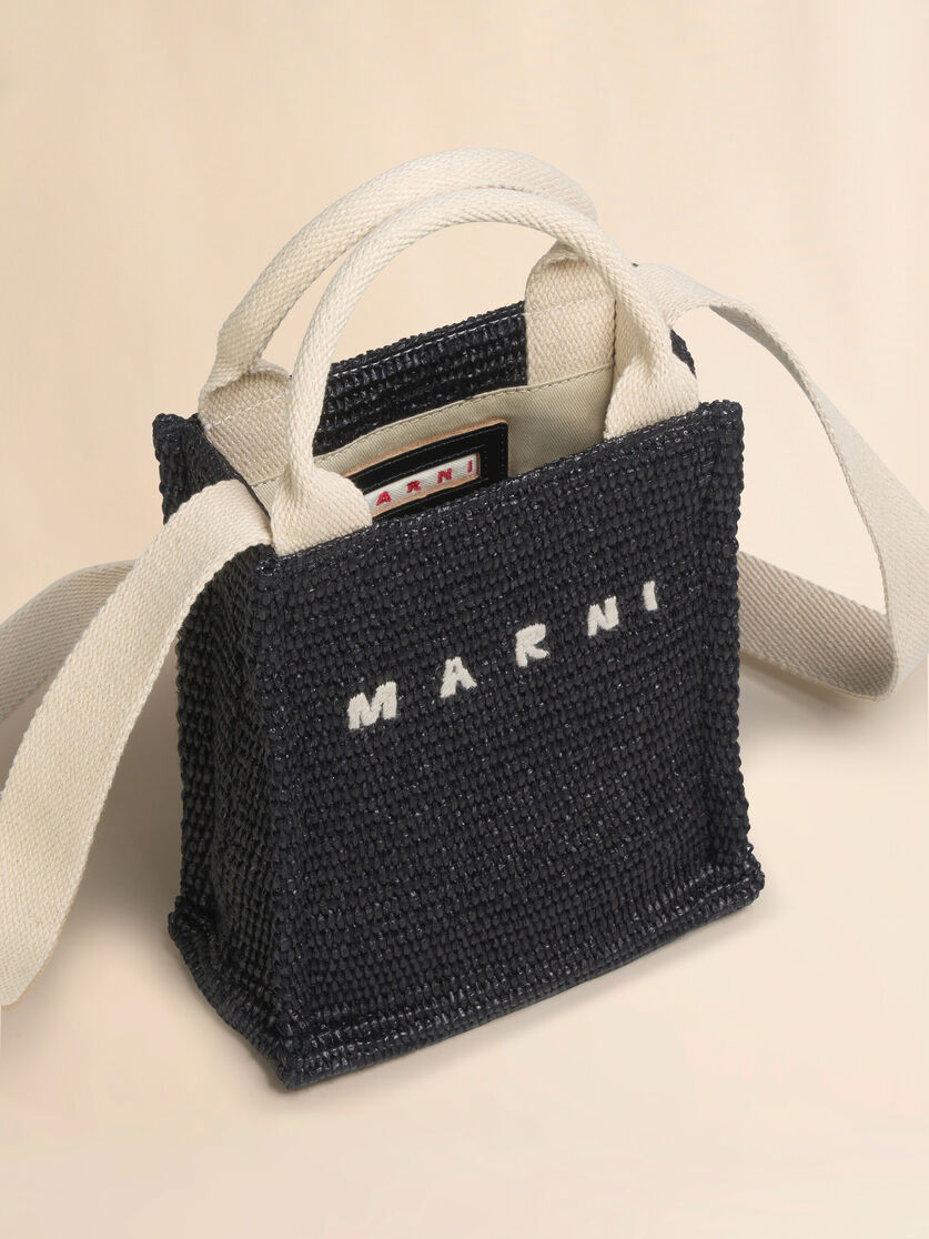 Brown raffia-effect tote mini bag - Shopping Bags - Image 4