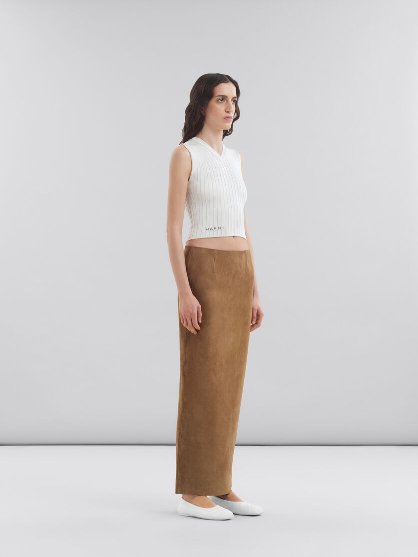 Brown suede leather pencil skirt - Skirts - Image 5