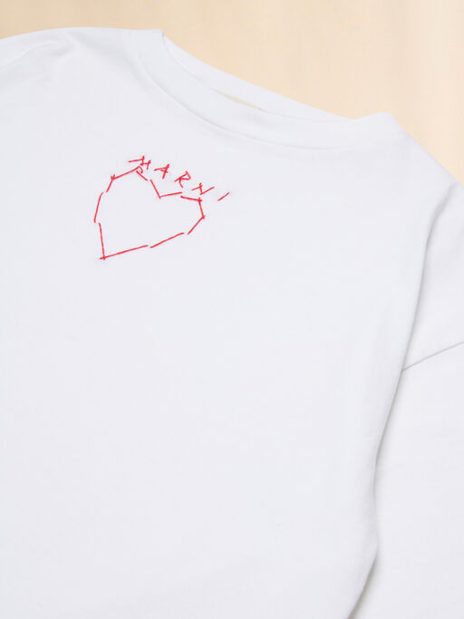White cotton T-shirt with Marni Mending heart - T-shirts