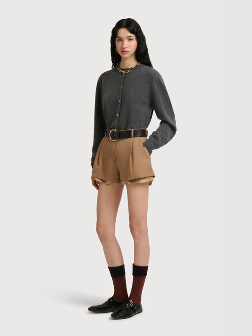 Brown wool shorts with exposed lining - Pants