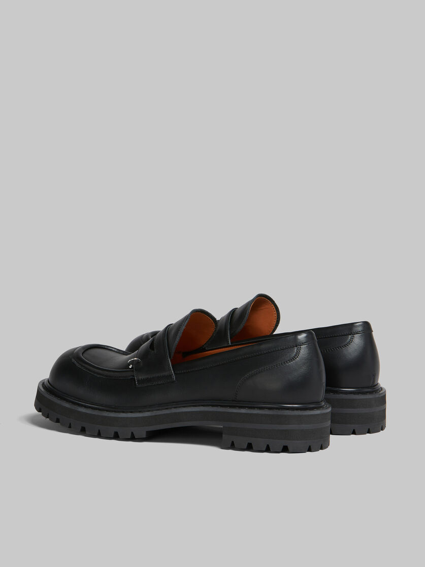 Black leather chunky loafer with piercings | Marni