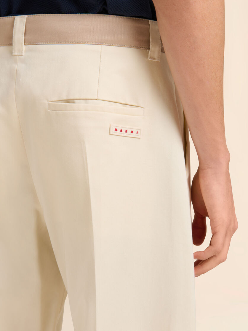 White water-repellent gabardine smart trousers, Image 4