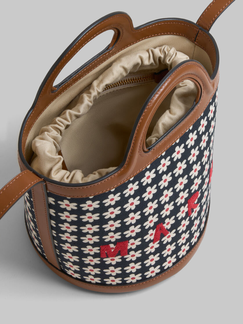 Black canvas Tropicalia Small Bucket Bag with daisy print | Marni