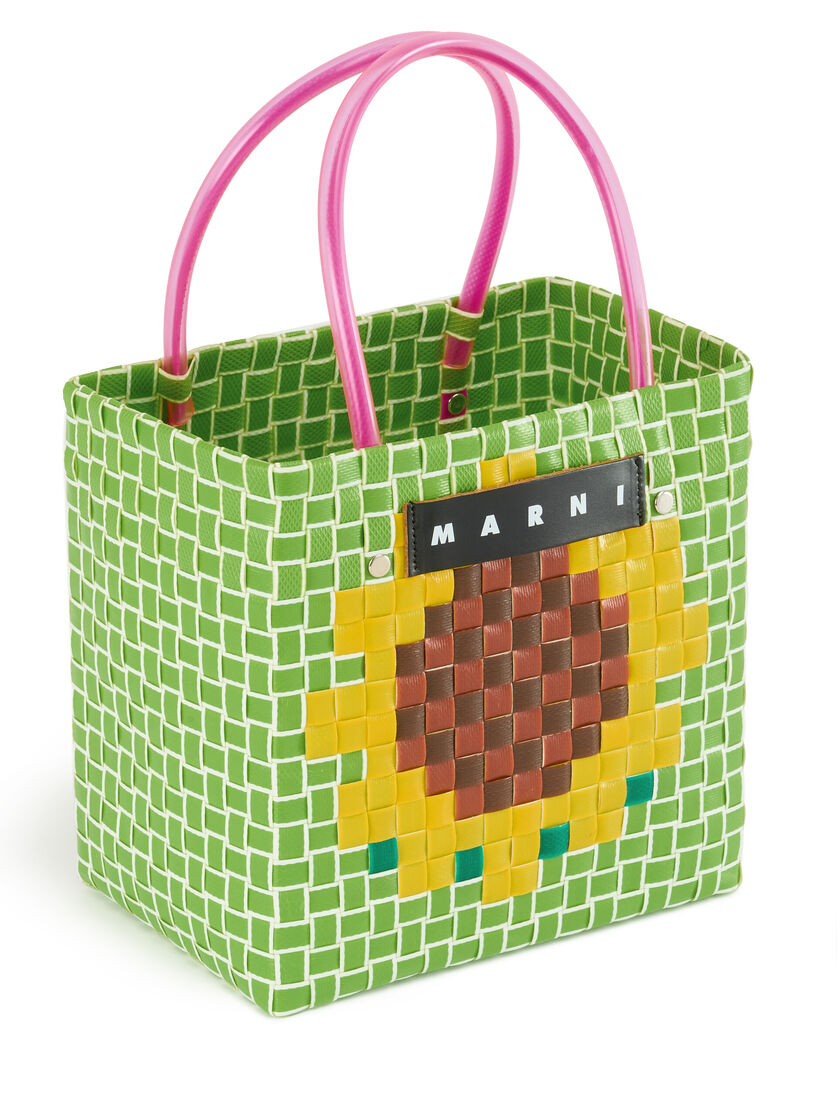 Green MARNI MARKET MINI FLOWER BASKET bag - Shopping Bags - Image 4