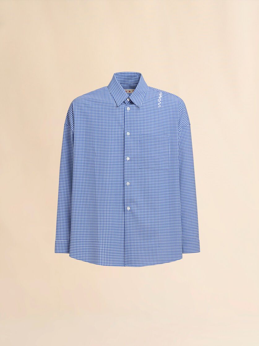 Blue and white checked wool shirt - Shirts - Image 1
