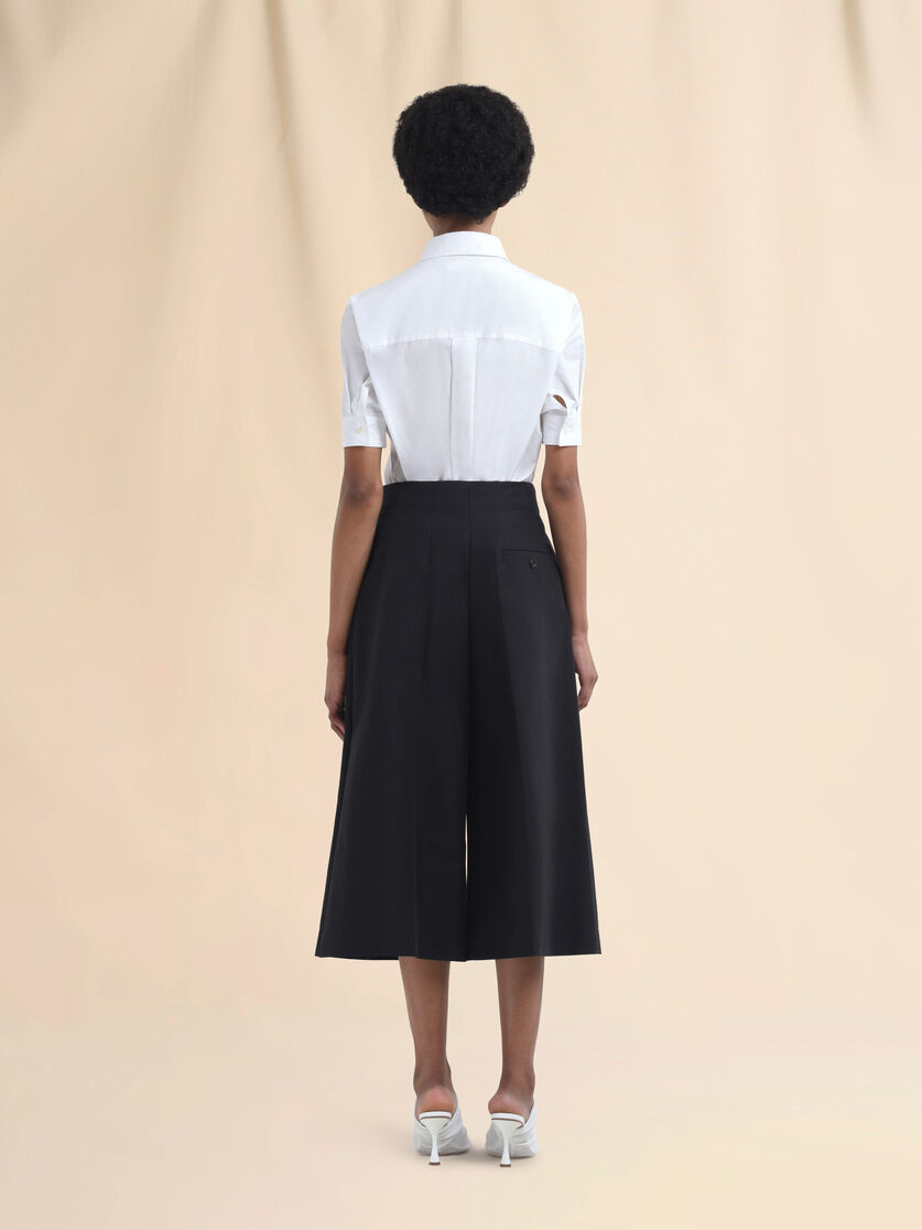 Indigo wide leg cotton Bermuda shorts with Marni Symbol - Pants - Image 3