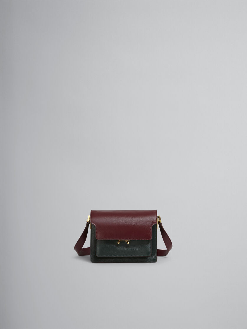 TRUNK SOFT mini bag in green and burgundy leather - Shoulder Bags - Image 1