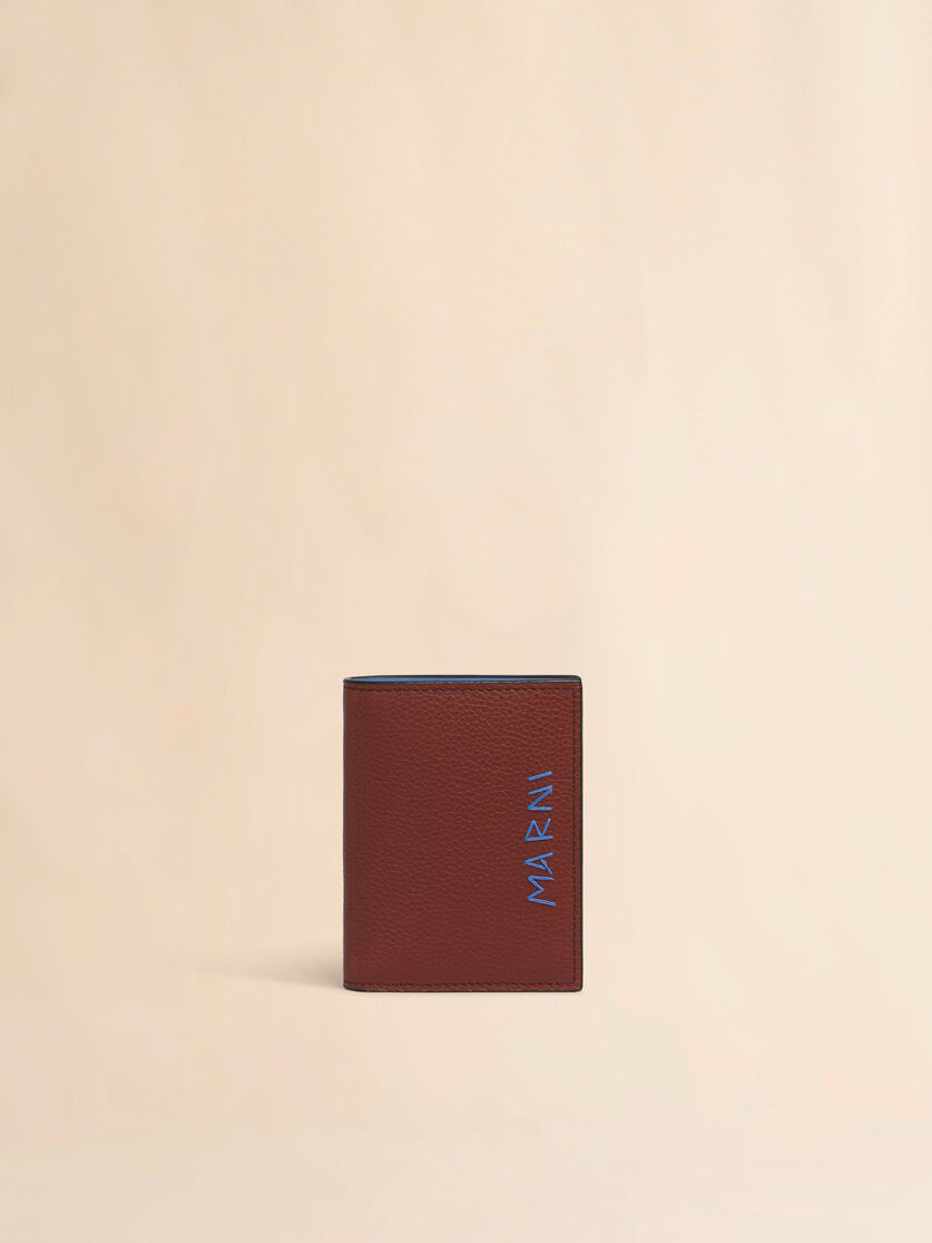 Marni Mending 자수 디테일 브라운 가죽 2단 지갑 - 지갑 - Image 1