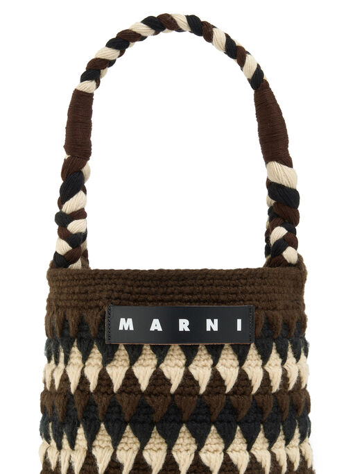 ブラウン クロシェ Marni Market Chessboardバッグ - ショッピングバッグ