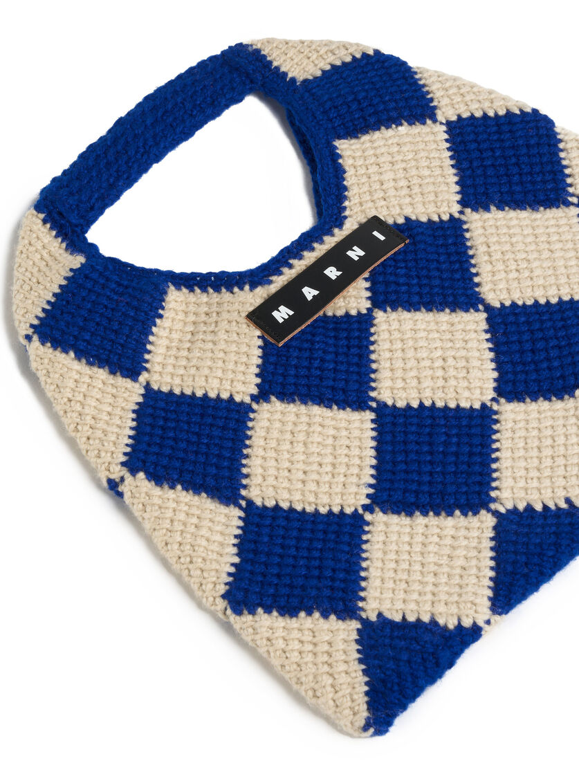Bolso mediano MARNI MARKET DIAMOND de lana técnica azul y marrón - Bolsos - Image 4