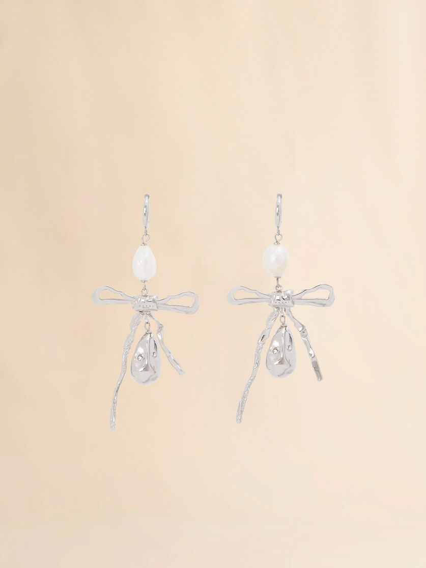 Silver Bow drop earrings - Earrings - Image 2