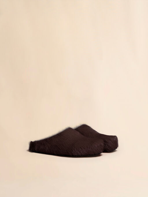 Brown long haircalfskin Fussbett sabot - Clogs