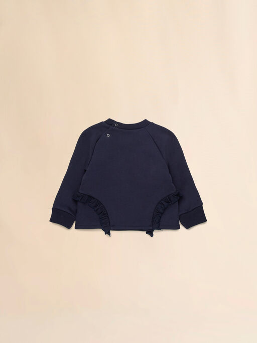 Deep blue cotton sweatshirt with Fiorellini/Stecchini print - Sweaters
