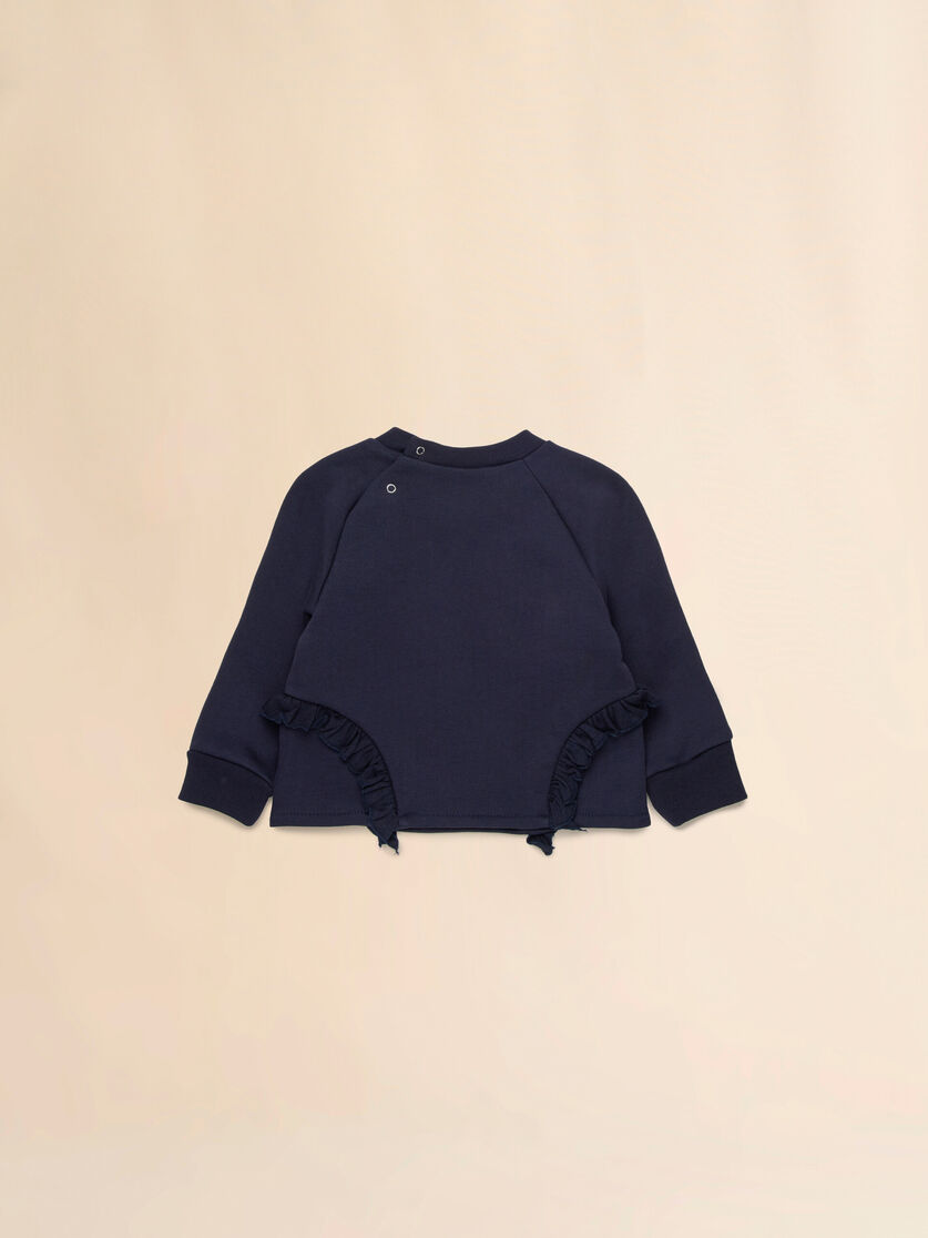 Deep blue cotton sweatshirt with Fiorellini/Stecchini print - Sweaters - Image 2