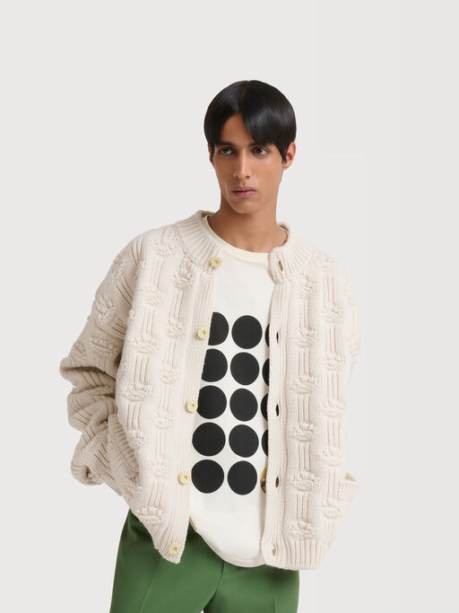 White cotton T-shirt with planet print - Shirts