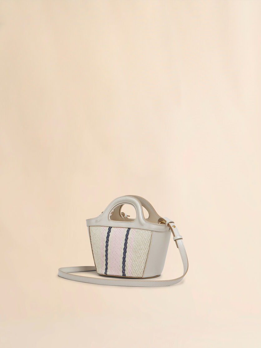 Tropicalia Micro Bag in brown leather and raffia-effect fabric - Handbags - Image 2