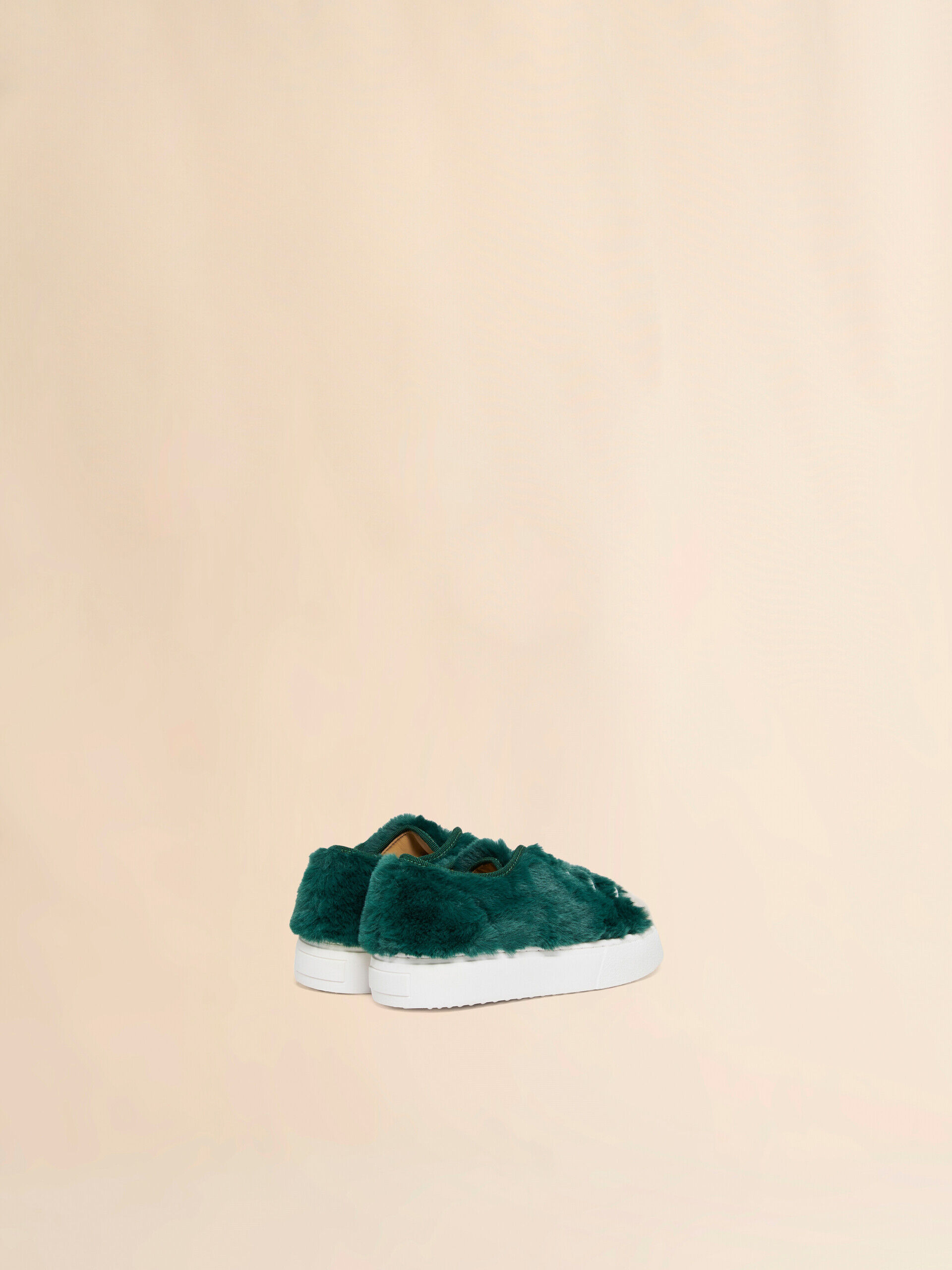 Green furry low-top sneaker | Marni