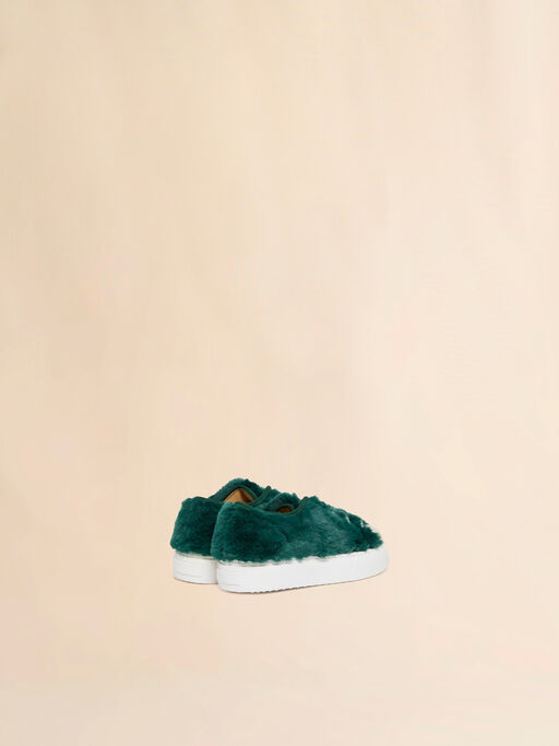 Green furry low-top sneaker - Sneakers