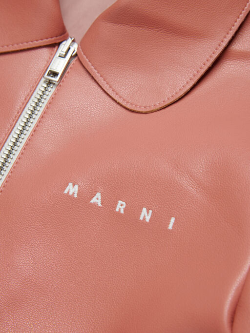 Pink faux leather jacket with embroidered logo - Jackets