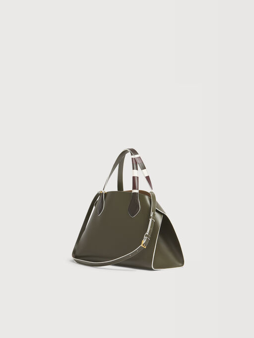 Bolso con solapa mediano en piel verde - Bolsos de mano
