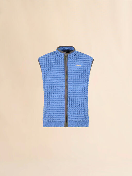 Blue nylon vest with puckering - Waistcoats