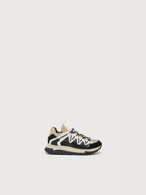 Black sneakers in leather and technical fabric - Sneakers
