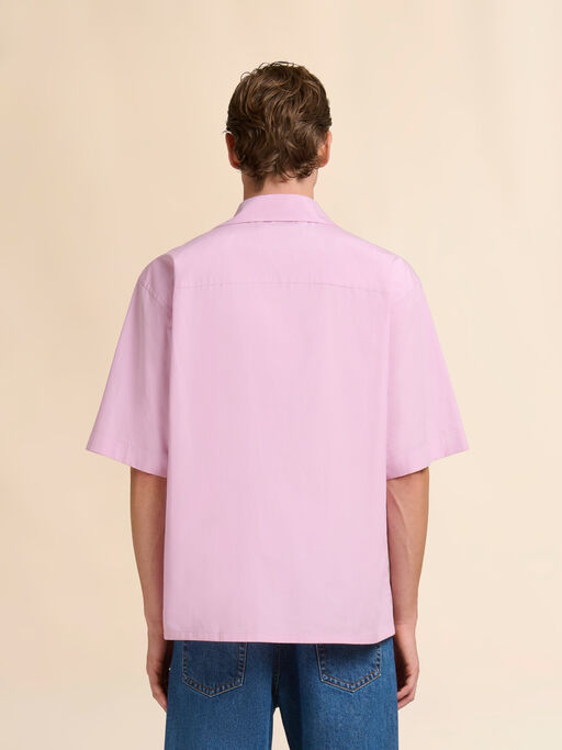 Pink poplin bowling shirt with peeping Marni logo - Shirts