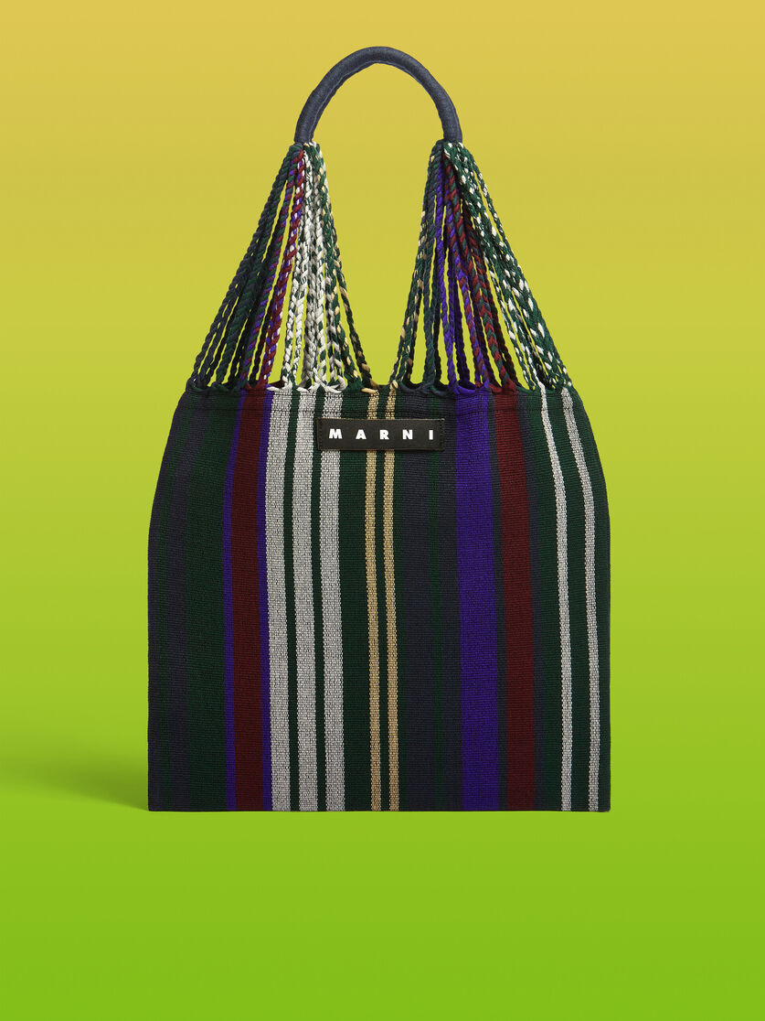 MARNI MARKET shopping bag in polyester with hammock-like handle grey turquoise and red - Bags - Image 1