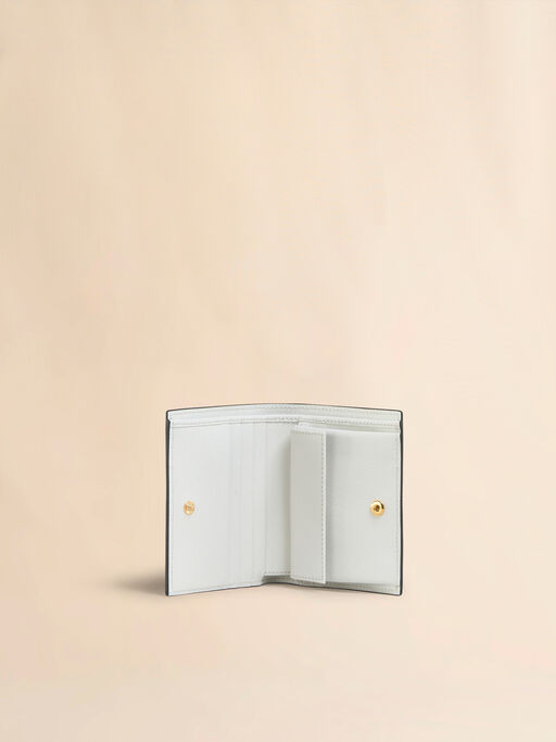ブラウン＆ホワイト＆ライトブルー サフィアーノレザー 二つ折りウォレット - 財布