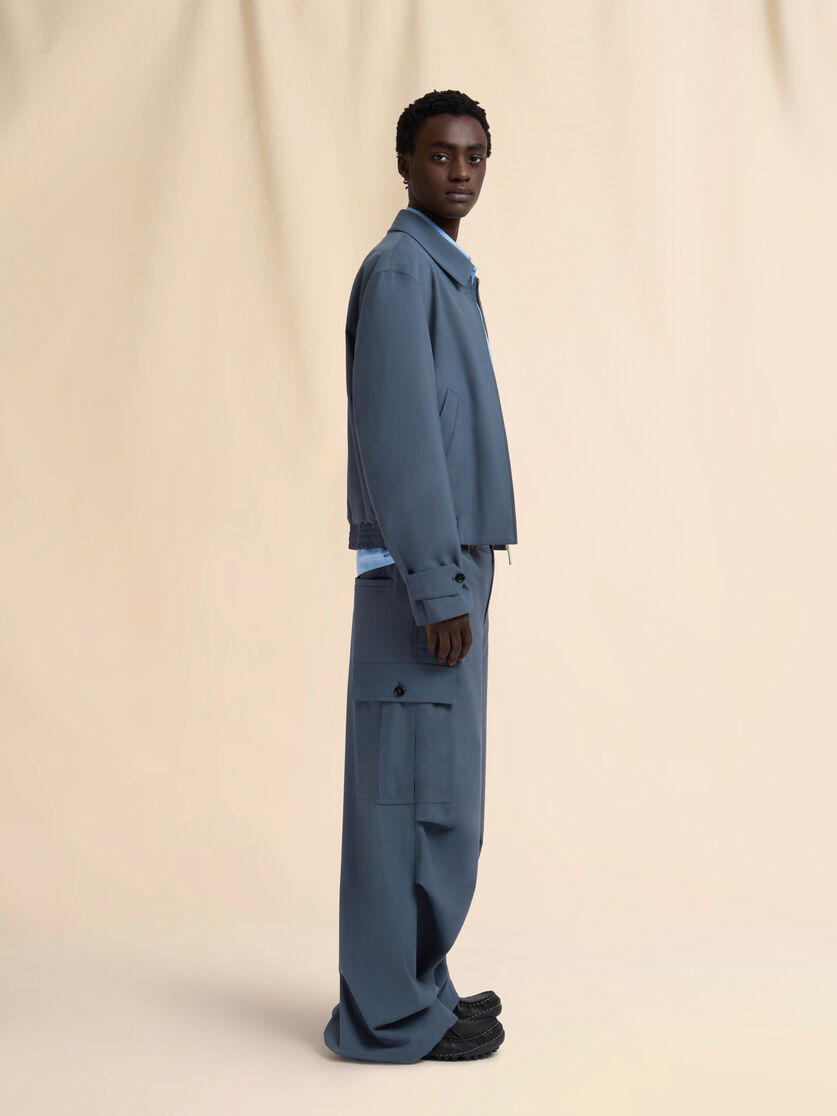 Chemise en popeline bio bleu clair avec logo Marni - Chemises - Image 5