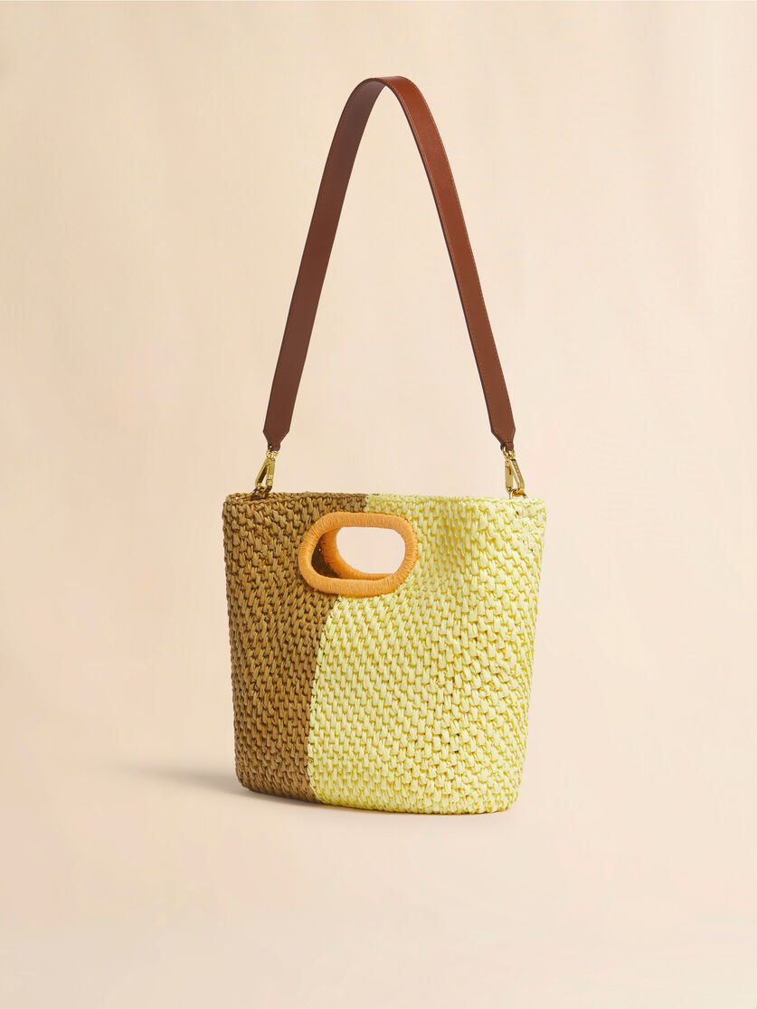 Yellow and brown paper raffia Seaside clutch, Image 3