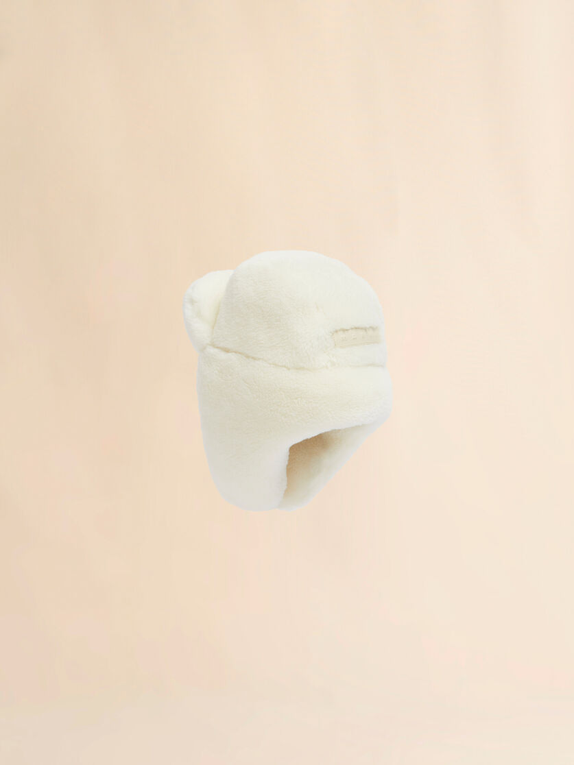 White shearling aviator hat - Hats - Image 3