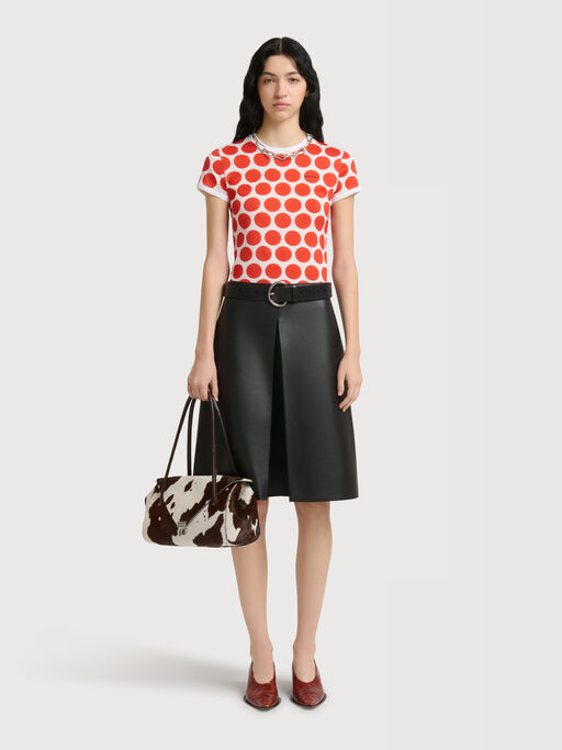 White and brown cow-print ponyhair E/W shoulder bag - Shoulder Bags