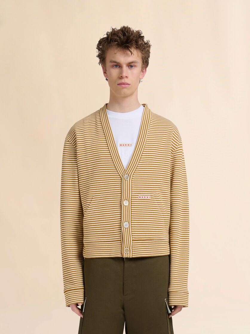 Yellow and white striped cardigan sweatshirt - Sweaters - Image 2