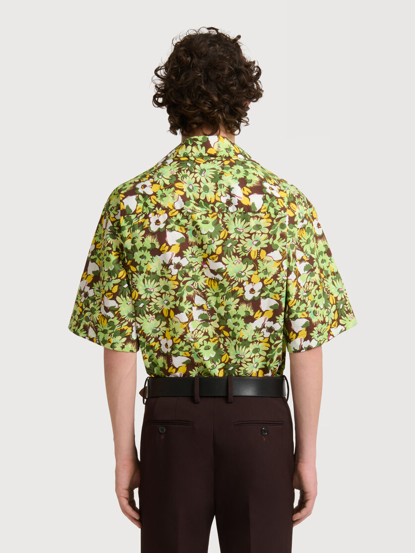Brown poplin shirt with Pop Flowers print, Image 5