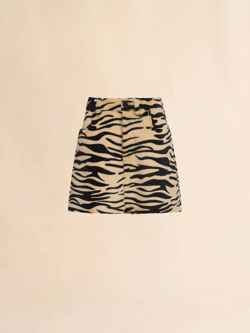 Shearling Miniskirt with tiger print - Skirts - Image 1