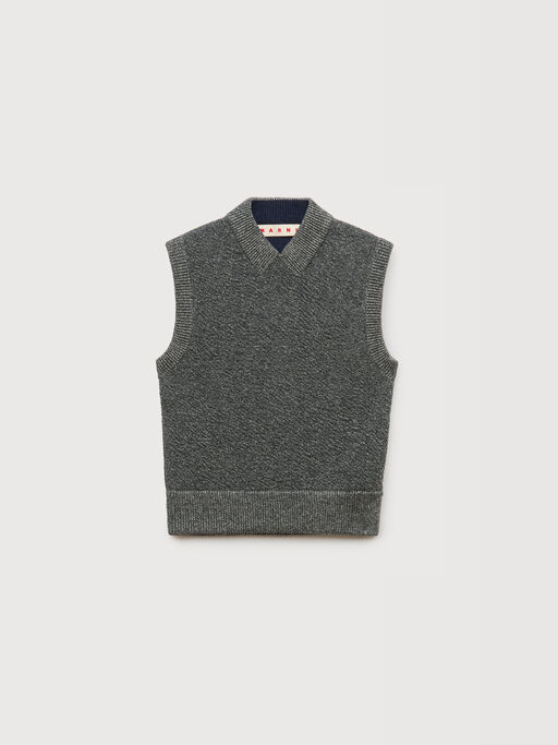 Grey wool vest with lurex detailing - Pullovers