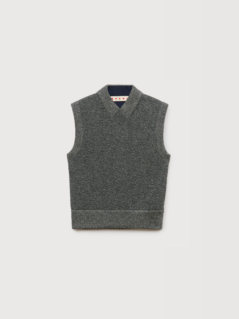 Grey wool vest with lurex detailing, Image 1