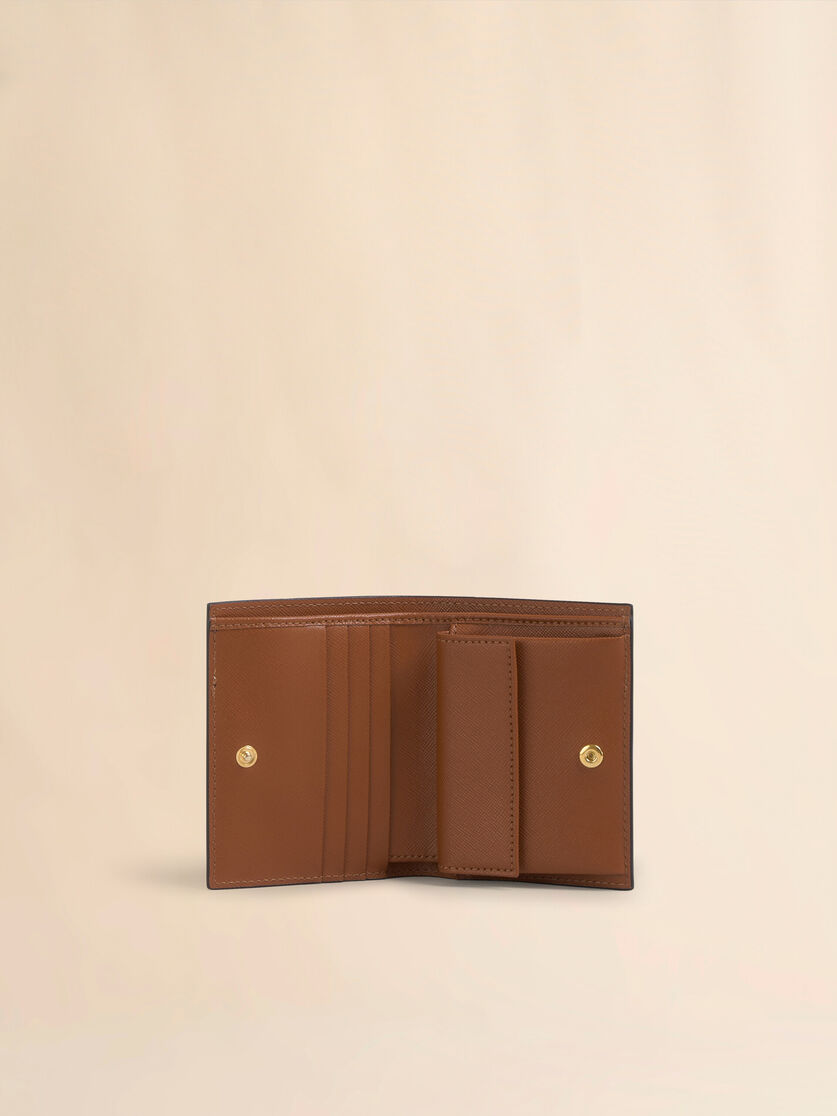 Blue white and brown saffiano leather bi-fold wallet - Wallets - Image 2
