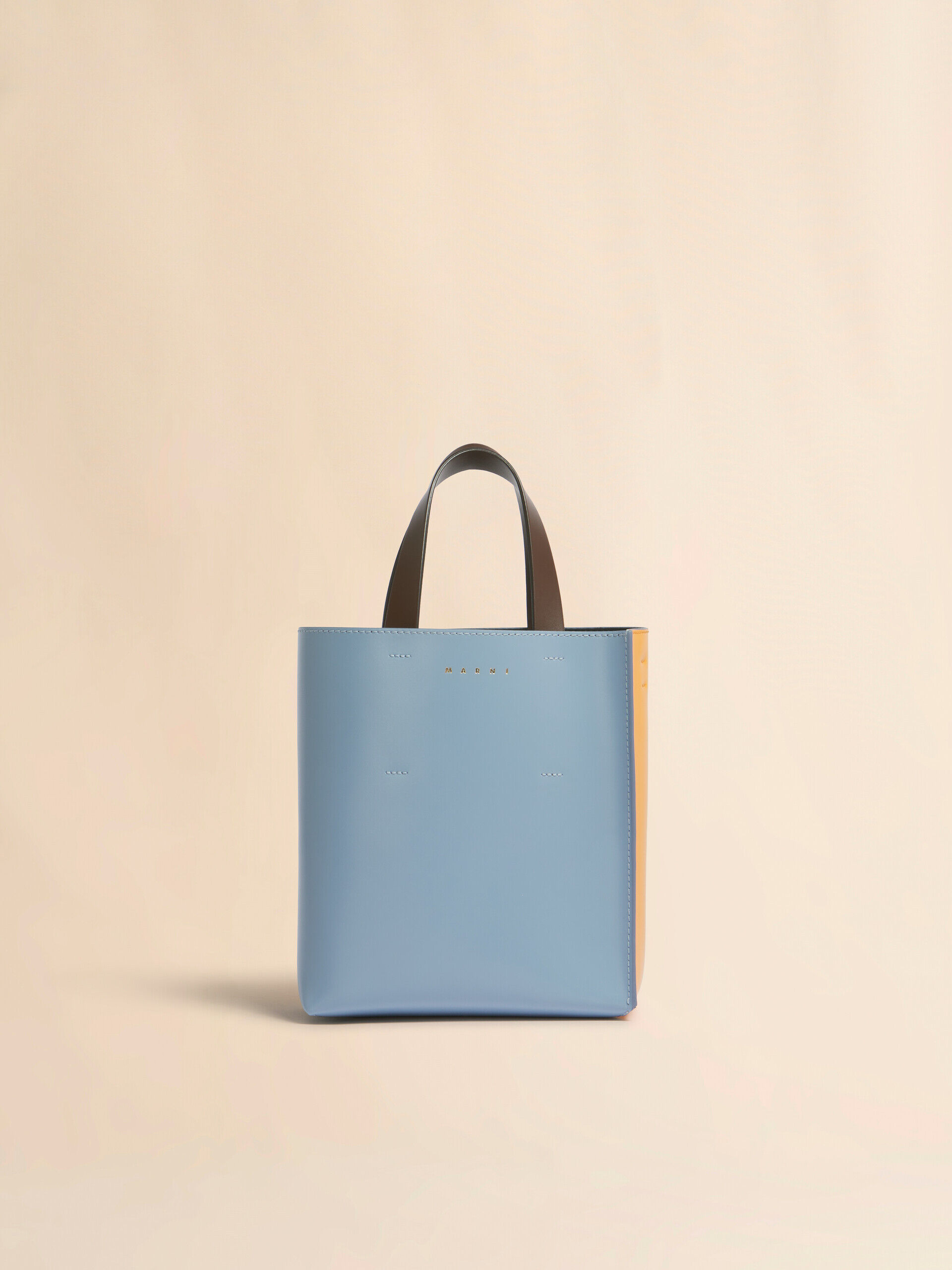 ブルー、オレンジ＆ダークブラウン レザー製 Museo ミニバッグ | Marni