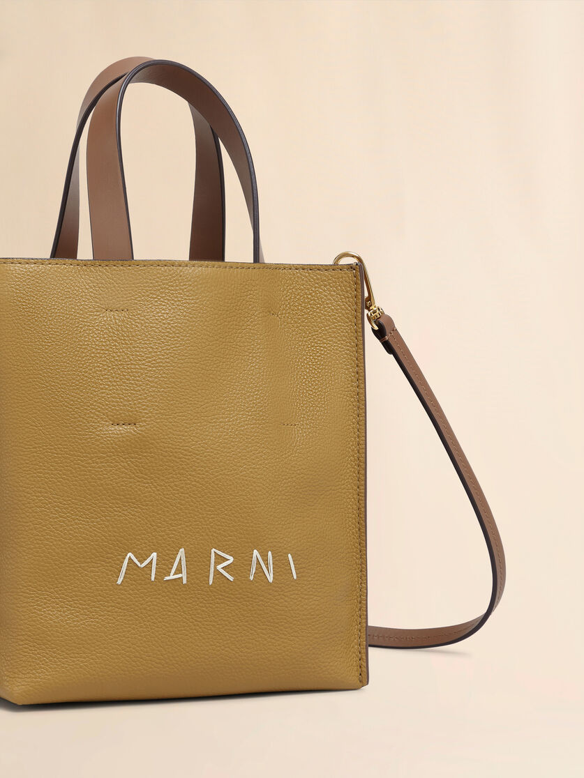 Museo Soft Mini Bag in ivory and brown leather with Marni Mending - Shopping Bags - Image 4