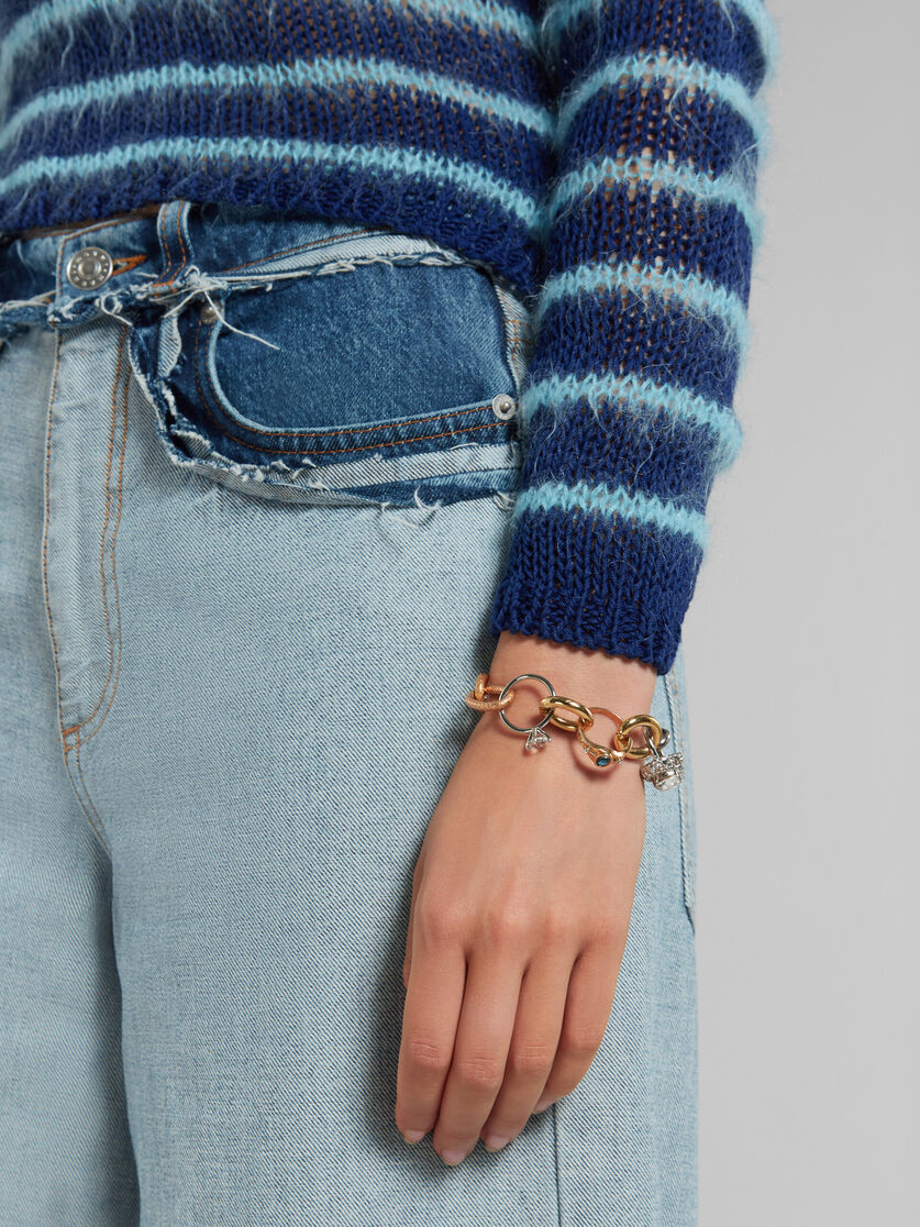 Mixed link chain bracelet with jewelled rings | Marni