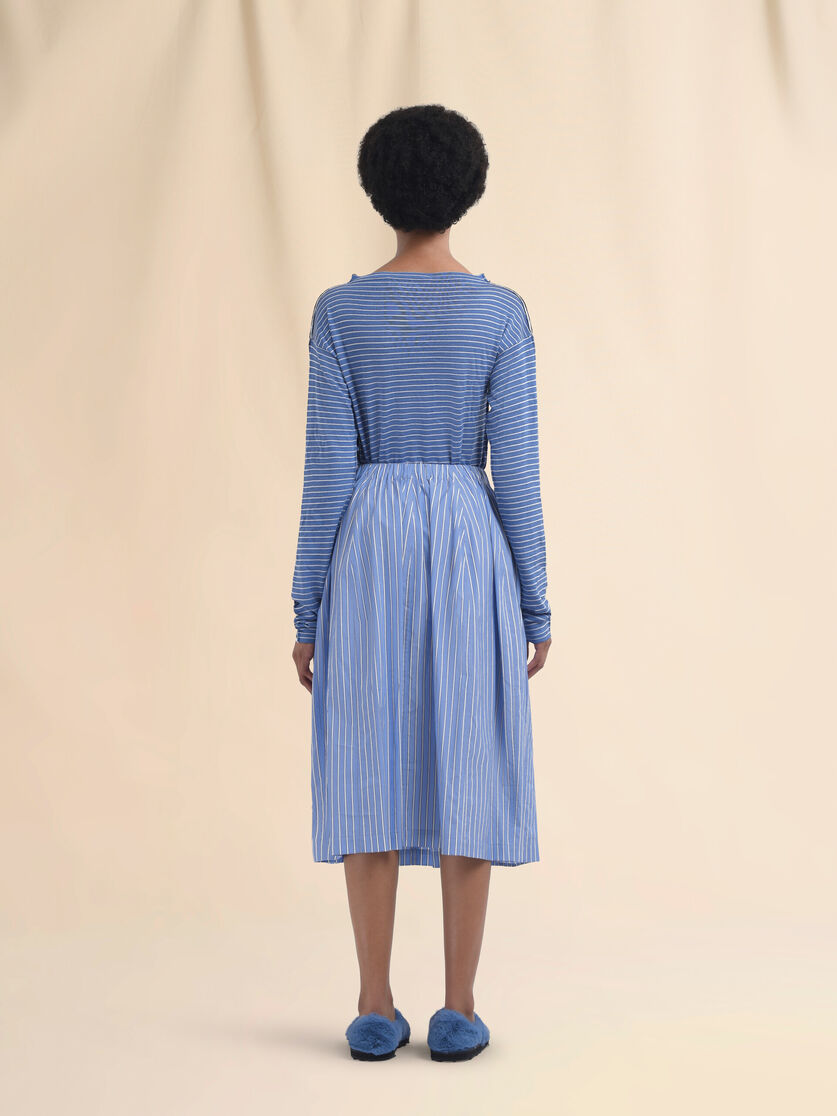 Wide skirt in striped blue poplin - Skirts - Image 3