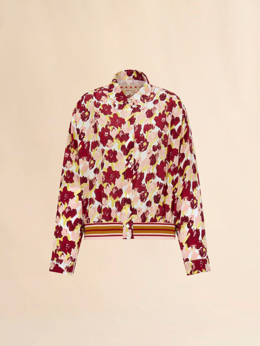 Pink and burgundy silk shirt with Secret Bouquet print - Shirts
